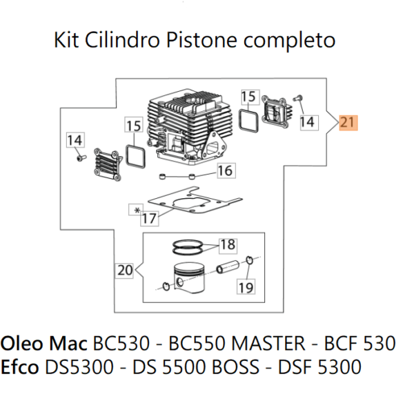 Kit Cilindro e Pistone Ø45 - Oleo Mac